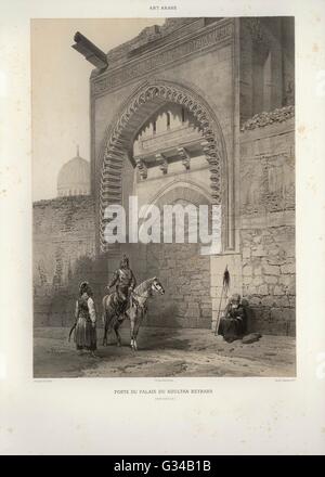 Illustration de la publication sur l'Art Arabe 1877 : L'Art Arabe. Monuments du Caire Porte du Palais du Soultan Beybars XIII Banque D'Images