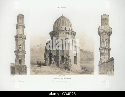 Illustration de la publication sur l'Art Arabe 1877 : L'Art Arabe. Monuments du Caire Tombeau et Minarets XV et XVI siècle Banque D'Images