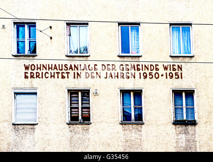 Dans Wohnhauskomplex Wien, le sog. Gemeindebau ; Vienne, Autriche, 'municipality', la construction de logements sociaux à faible coût. Banque D'Images