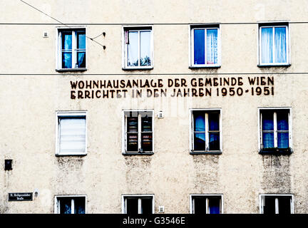 Dans Wohnhauskomplex Wien, le sog. Gemeindebau ; Vienne, Autriche, 'municipality', la construction de logements sociaux à faible coût. Banque D'Images