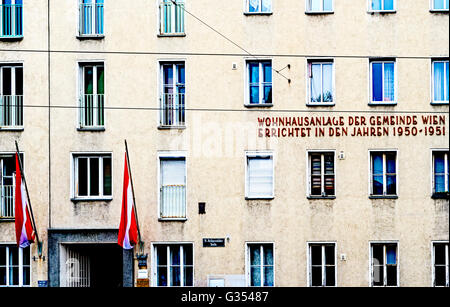 Dans Wohnhauskomplex Wien, le sog. Gemeindebau ; Vienne, Autriche, 'municipality', la construction de logements sociaux à faible coût. Banque D'Images