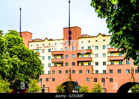 Dans Wohnhauskomplex Wien, le sog. Gemeindebau ; Vienne, Autriche, 'municipality', la construction de logements sociaux à faible coût. Banque D'Images