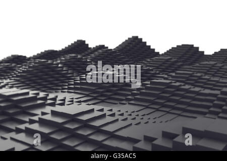 Résumé fond, black metal cubes dans la forme d'une vague. 3d illustration Banque D'Images