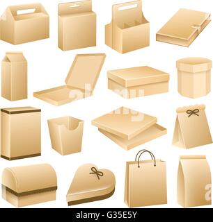 Boîtes d'emballage, les contenants, les affaires Illustration de Vecteur
