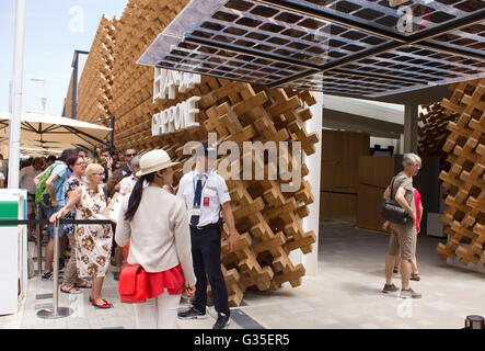 MILAN, ITALIE - 26 juin 2015 : attente d'entrer dans le Pavillon japonais à l'Expo 2015 à Milan Banque D'Images