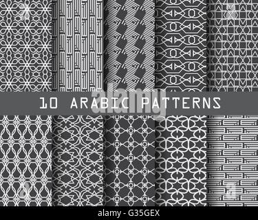 10 modèles en arabe, le motif nuanciers, vecteur, texture sans fin peut être utilisé pour le papier peint, trames, page web,background,sur Illustration de Vecteur