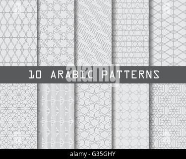 10 modèles en arabe, le motif nuanciers, vecteur, texture sans fin peut être utilisé pour le papier peint, trames, page web,background,sur Illustration de Vecteur