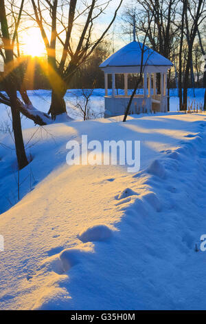 Coucher du soleil dans winter park Banque D'Images