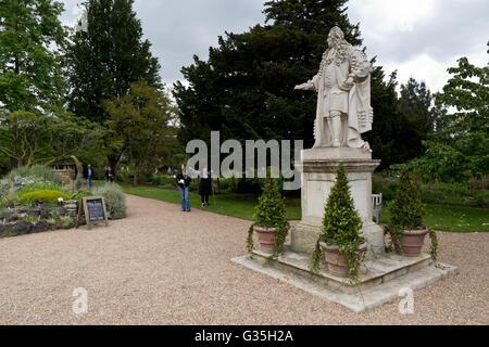 Chelsea Physic Garden Statue de Sir Hans Sloane - Chelsea, Londres, Royaume-Uni, Europe Banque D'Images