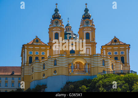 Abbaye de Melk, une abbaye bénédictine au-dessus de la ville de Melk, Basse Autriche, Autriche. Banque D'Images