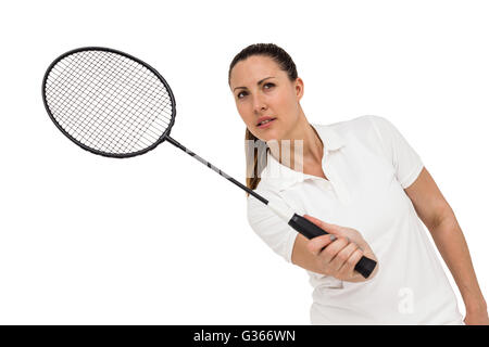 Female player jouer au badminton Banque D'Images