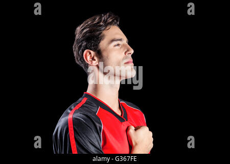 Faire preuve de respect de l'athlète pendant l'hymne national Banque D'Images