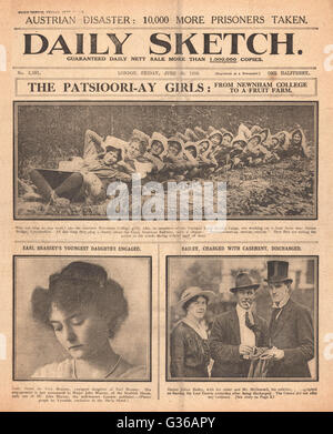 1916 Daily Sketch Filles de Newham College Banque D'Images