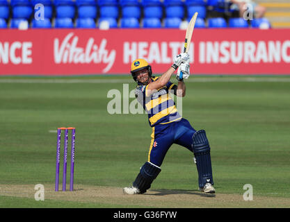 La batte Graham Wagg de Glamorgan lors de la coupe d'un jour, match de la Division Sud au stade SSE SWALEC à Cardiff. APPUYEZ SUR ASSOCIATION photo. Date de la photo: Mercredi 8 juin 2016. Voir PA Story CRICKET Glamourgan. Le crédit photo devrait se lire comme suit : David Davies/PA Wire. Banque D'Images