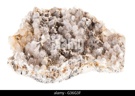 Beau baryte minéral sulfate de baryum sur quartz stone spécimen sur fond blanc Banque D'Images