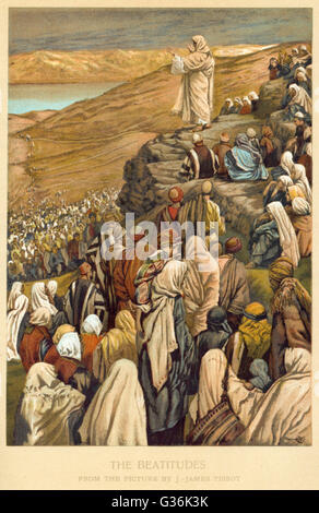 Tableau Toile "Sermon Sur La Montagne" - Jésus-Christ Bible Chrétien - Art Mural Encadré Prêt à Accrocher - Neuf