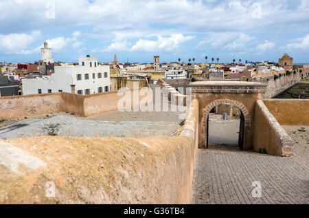 Remparts et murs, la ville côtière d'El Jadida, Maroc Banque D'Images