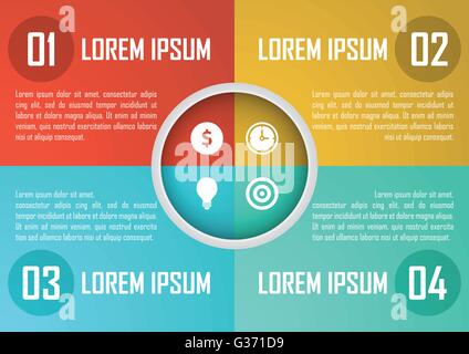 Quatre étapes modèle de conception infographiques cercle, diagramme, présentation, VECTOR, EPS10 Illustration de Vecteur