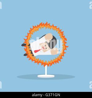 Businessman jumping à travers le feu hoop, VECTOR, EPS10 Illustration de Vecteur