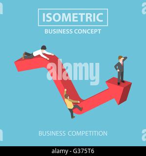 Homme d'isométrique remonte jusqu'en haut du graphique, la concurrence commerciale concept, scénario, EPS10 Illustration de Vecteur