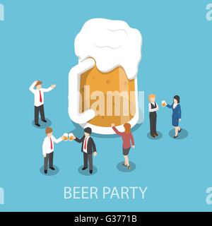 Les gens d'affaires isométrique de boire une bière et parler ensemble dans le parti, VECTOR, EPS10 Illustration de Vecteur