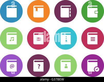 Cercle livre icônes sur fond blanc. Illustration de Vecteur