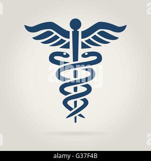 Caducée symbole médical en couleur bleu foncé Illustration de Vecteur