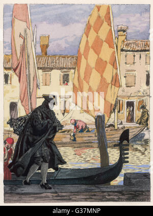 GIOVANNI Giacomo Casanova, Chevalier de Saingalt aventurier italien, en masque de carnaval, Venise Date : 1725-1798 Banque D'Images