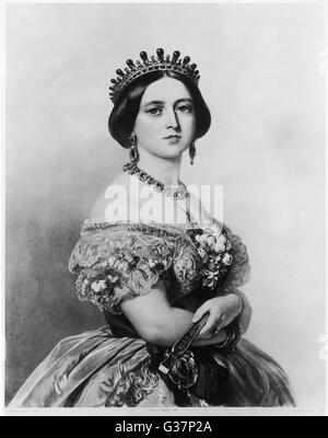 La reine Victoria (1819-1901) dans un portrait de 1852. Date : 1852 Banque D'Images