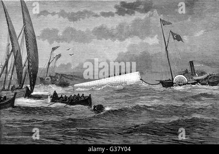 Transport de l'obélisque : aiguille de Cleopatra en mer, 1877 Banque D'Images