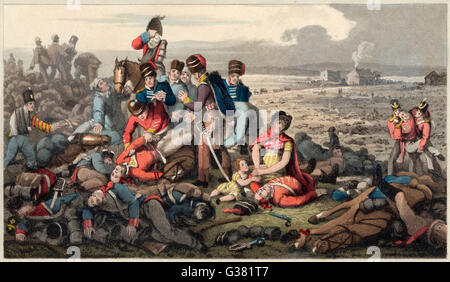 Certains des morts à la bataille de Waterloo, 1815. Date : 18 Juin 1815 Banque D'Images