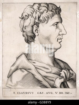 Tiberius Claudius Drusus Nero Germanicus, empereur romain Date : 10 BC - 54 Banque D'Images