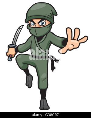 Cartoon Vector illustration d'arme tenue Ninja Illustration de Vecteur