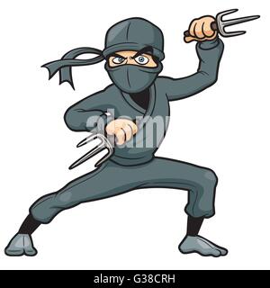 Cartoon Vector illustration d'arme tenue Ninja Illustration de Vecteur