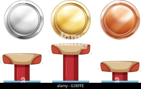 Trois médailles pour poutre illustration Illustration de Vecteur