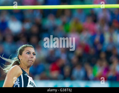 Oslo, Norvège. 09Th Juin, 2016. Diamond League Bislett Games. Tonje Angelsen de Norvège fait concurrence au saut en hauteur lors de la Diamond League de l'IAAF tenue à Exxon Mobil Bislett Games d'Oslo, Norvège. Credit : Action Plus Sport/Alamy Live News Banque D'Images