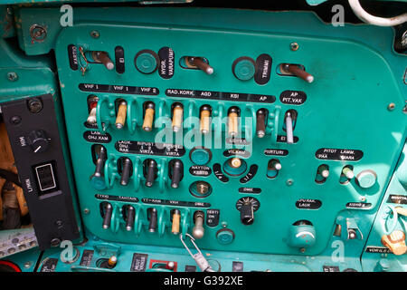 MiG-21bis jet fighter cockpit, Finlande Banque D'Images