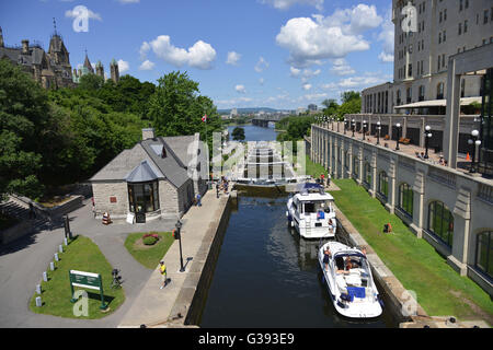 Canal Rideau, serrure, Ottawa, Ontario, Canada Banque D'Images