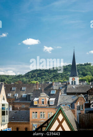 Toits de Boppard, Allemagne. Site du patrimoine mondial de l'UNESCO Banque D'Images