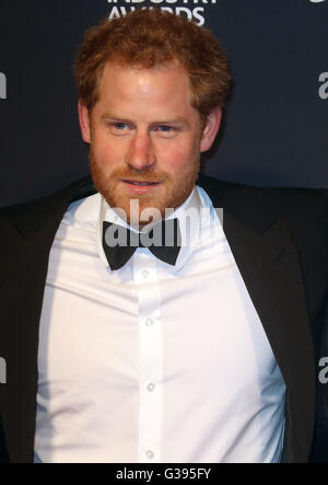 29 avril 2016 - Le Prince Harry assistant à BT Sport Awards au Battersea Evolution de Londres, Royaume-Uni. Banque D'Images