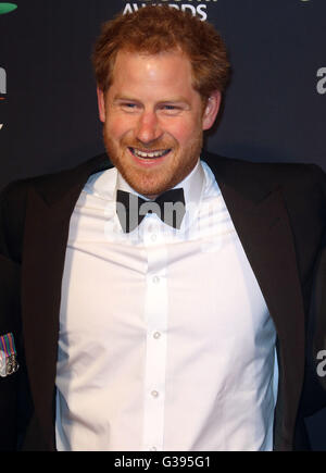 29 avril 2016 - Le Prince Harry assistant à BT Sport Awards au Battersea Evolution de Londres, Royaume-Uni. Banque D'Images