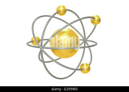 Atom, rendu 3D isolé sur fond blanc Banque D'Images