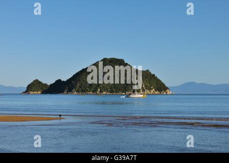 Vue de Onetahuti Bay, parc national Abel Tasman. Banque D'Images