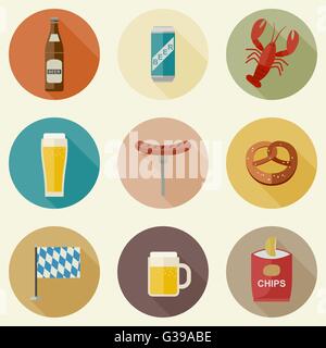 Icônes de bière Illustration de Vecteur