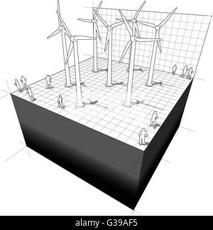 Schéma d'une ferme éolienne Illustration de Vecteur