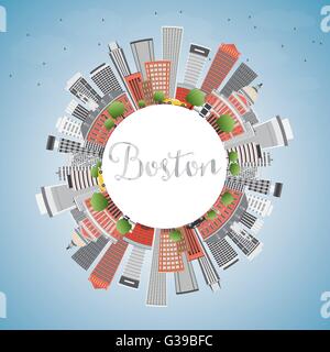 Boston skyline avec les bâtiments, le ciel bleu et l'espace de copie. vector illustration. business concept Voyages et tourisme Illustration de Vecteur