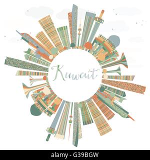 Résumé Le Koweït City Skyline avec la couleur des bâtiments. Vector Illustration. Les voyages d'affaires et tourisme Concept avec copie Espace. Illustration de Vecteur