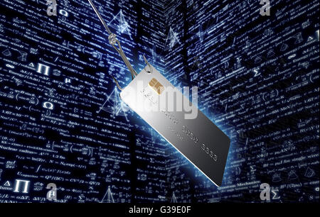 Concept de sécurité numérique phising crochet de pêche dans l'environnement numérique, 3d illustration Banque D'Images