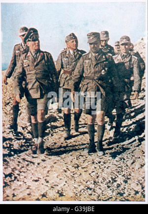 Maréchal général Erwin Rommel (avant gauche) avec l'Afrika Korps dans le désert Date : 1891 - 1944 Banque D'Images