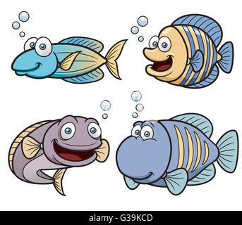 Vector illustration de l'ensemble du poisson de mer Cartoon Illustration de Vecteur